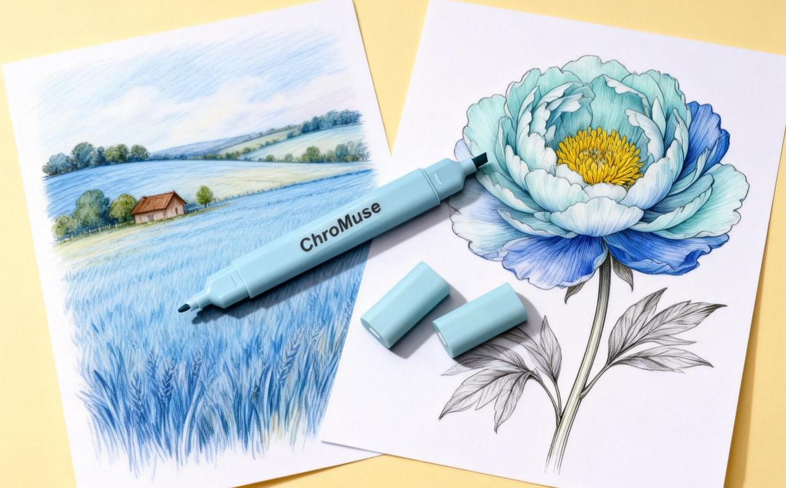 ChroMuse Smart Brush Alcohol Markers-Professional Soft Tip Blending Markers with Free App