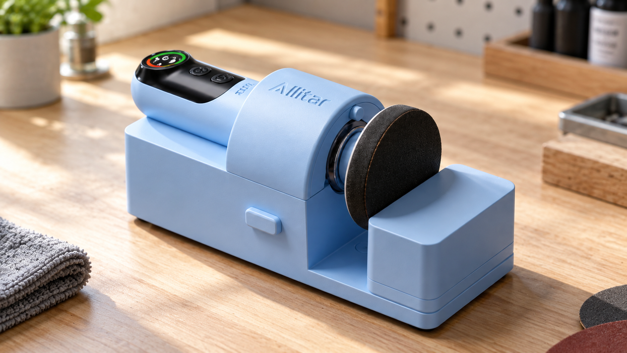 Allitar Cordless Mini Sander for Resin Crafts, 4-in-1 Rechargeable Sander & Polisher with Dual 2000mAh Batteries, 3-Speed LCD Display, Handheld Sanding Tool for Wood, Metal, Glass & Jewelry
