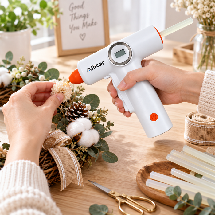 Allitar Cordless Rechargeable Hot Melt Glue Gun, High Temperature Craft Glue Gun with 3-5 Minute Heating, Drip-Reducing Precision Tip and Easy-Pull Trigger for Home Repair, Art, DIY and Decoration