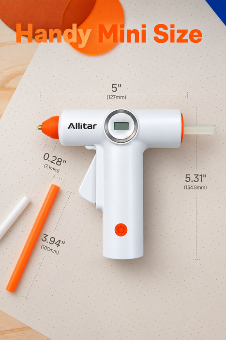 Allitar Cordless Rechargeable Hot Melt Glue Gun, High Temperature Craft Glue Gun with 3-5 Minute Heating, Drip-Reducing Precision Tip and Easy-Pull Trigger for Home Repair, Art, DIY and Decoration