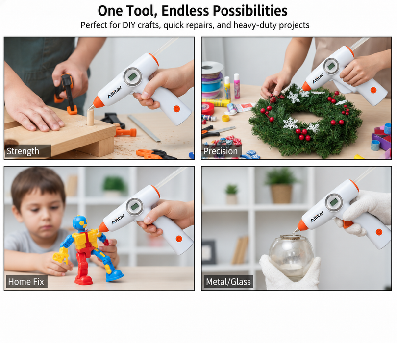 Allitar Cordless Rechargeable Hot Melt Glue Gun, High Temperature Craft Glue Gun with 3-5 Minute Heating, Drip-Reducing Precision Tip and Easy-Pull Trigger for Home Repair, Art, DIY and Decoration