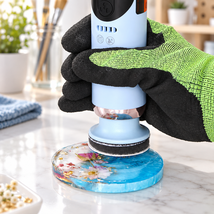 Attelior 4-in-1 Mini Power Sander & Polisher, Rechargeable Cordless Craft Sander with 2 x 2000mAh Batteries, LCD Screen, 3 Adjustable Speeds and Suction Base for Resin, Wood, Glass and Metal