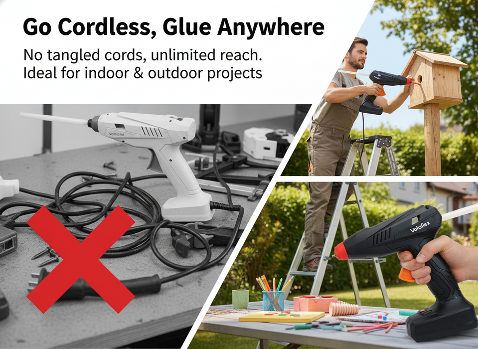 Voloflex Cordless Hot Glue Gun, Rechargeable Hot Melt Glue Gun with Fast Preheating & Anti-Drip Nozzle, High Temp Glue Gun Kit for DIY Crafts, Home Repairs, Art & Decoration