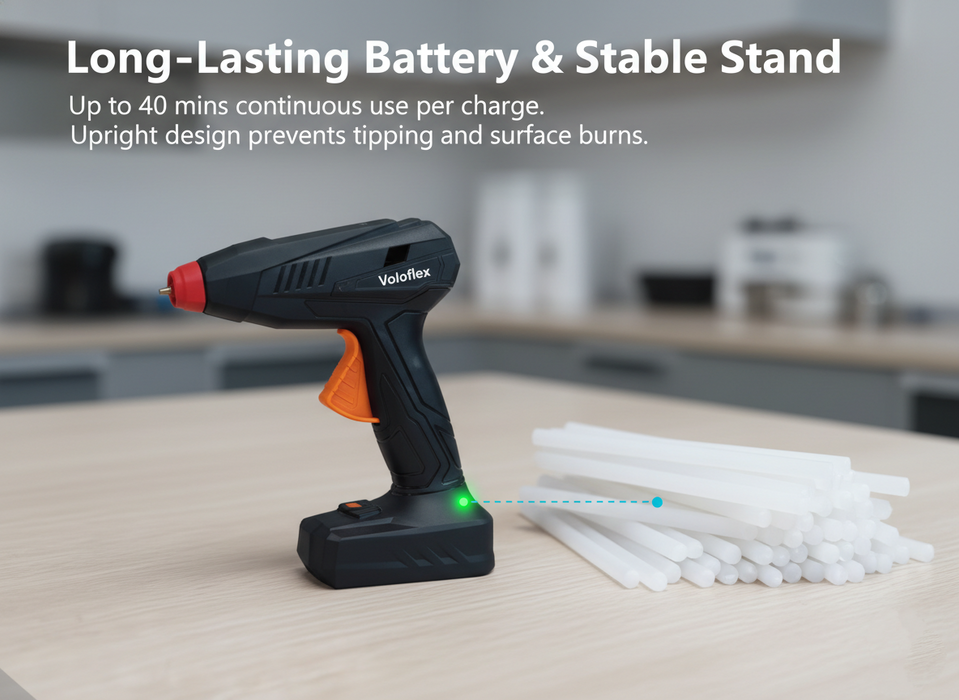 Voloflex Cordless Hot Glue Gun, Rechargeable Hot Melt Glue Gun with Fast Preheating & Anti-Drip Nozzle, High Temp Glue Gun Kit for DIY Crafts, Home Repairs, Art & Decoration