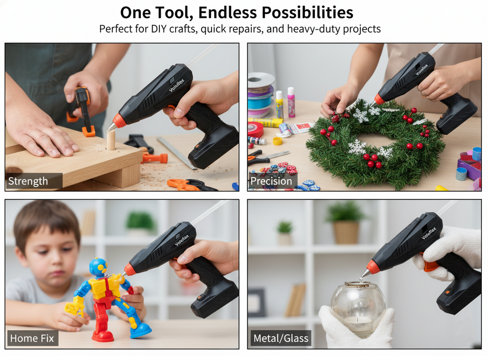 Voloflex Cordless Hot Glue Gun, Rechargeable Hot Melt Glue Gun with Fast Preheating & Anti-Drip Nozzle, High Temp Glue Gun Kit for DIY Crafts, Home Repairs, Art & Decoration