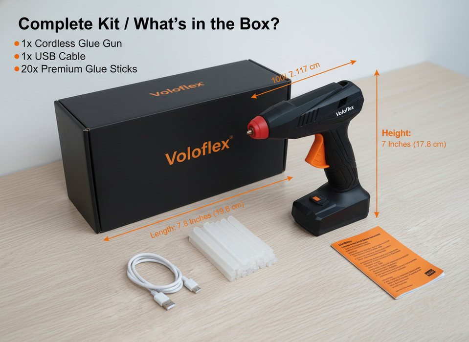 Voloflex Cordless Hot Glue Gun, Rechargeable Hot Melt Glue Gun with Fast Preheating & Anti-Drip Nozzle, High Temp Glue Gun Kit for DIY Crafts, Home Repairs, Art & Decoration