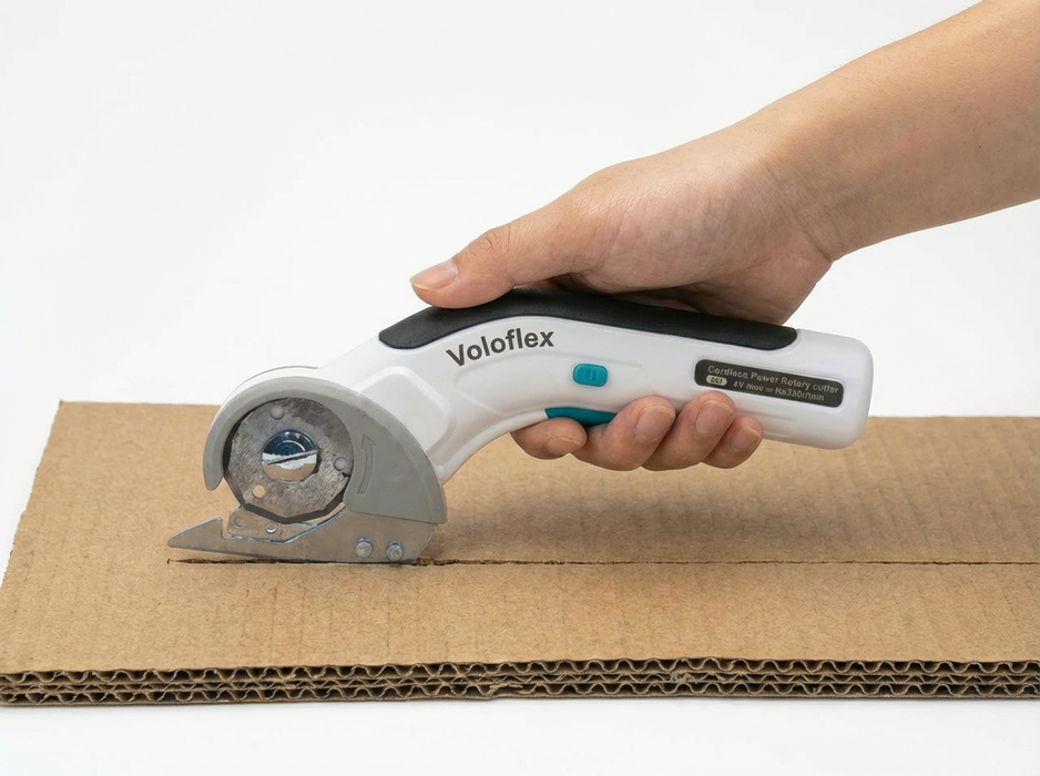 Voloflex Cordless Electric Scissors, 4V 320 RPM Power Rotary Cutter, Rechargeable Multi-Cutter Tool with Safety Lock for Cardboard, Carpet, Fabric, Leather, and DIY Crafting