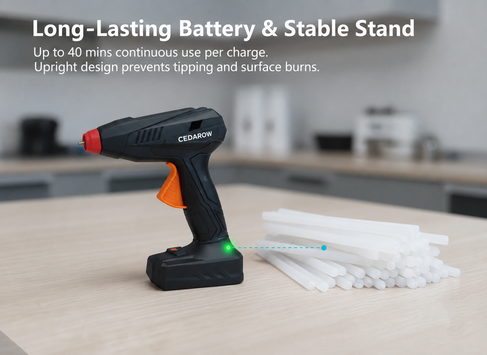 Cedarow Rechargeable Cordless Hot Glue Gun, High Temp Glue Gun with Fast Heating & Anti-Drip Nozzle, Portable Hot Melt Glue Gun for Crafts, DIY Projects, Home Repair, Decorations & Art