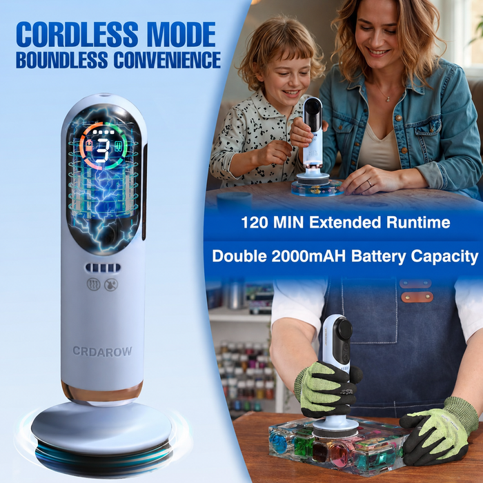 Cedarow Rechargeable Mini Sander & Polisher, 4-in-1 Cordless Sanding Tool with 2 x 2000mAh Batteries, 3 Speeds & LCD Screen, Compact Power Sander for Resin Crafts, Wood, Metal and Glass