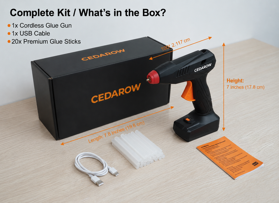 Cedarow Rechargeable Cordless Hot Glue Gun, High Temp Glue Gun with Fast Heating & Anti-Drip Nozzle, Portable Hot Melt Glue Gun for Crafts, DIY Projects, Home Repair, Decorations & Art
