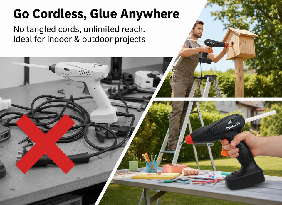 Cedarow Rechargeable Cordless Hot Glue Gun, High Temp Glue Gun with Fast Heating & Anti-Drip Nozzle, Portable Hot Melt Glue Gun for Crafts, DIY Projects, Home Repair, Decorations & Art