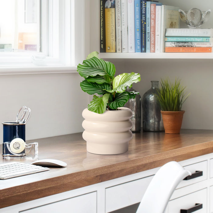 Tiered Bubble Ceramic Creamy White Planter-6 Inch