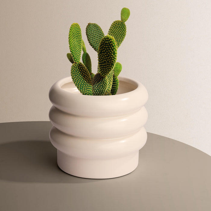 Tiered Bubble Ceramic Creamy White Planter-6 Inch