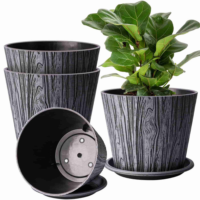 8 Inch Plant Pots 4-Pack Plastic Planter