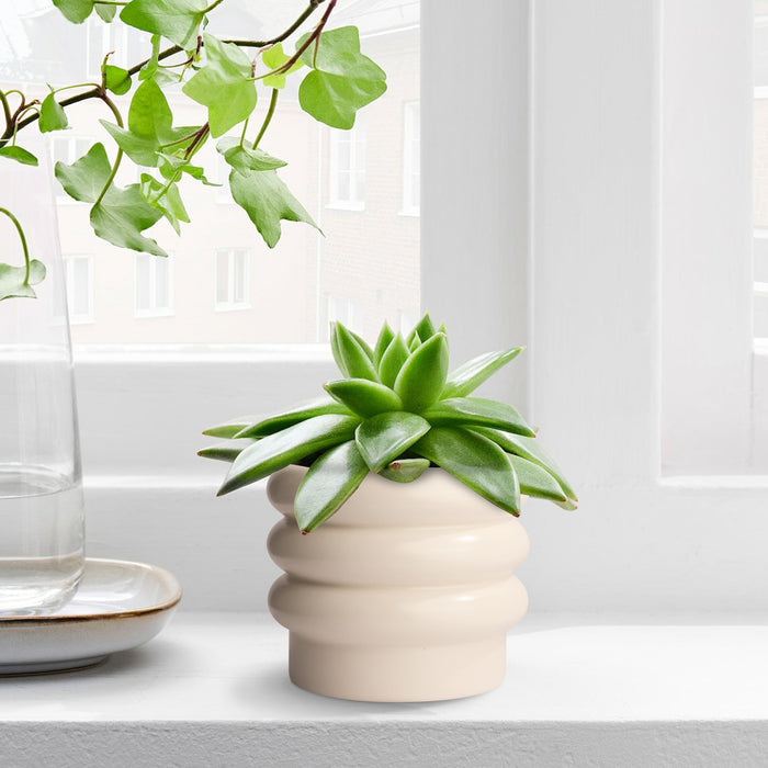 Tiered Bubble Ceramic Creamy White Planter-6 Inch