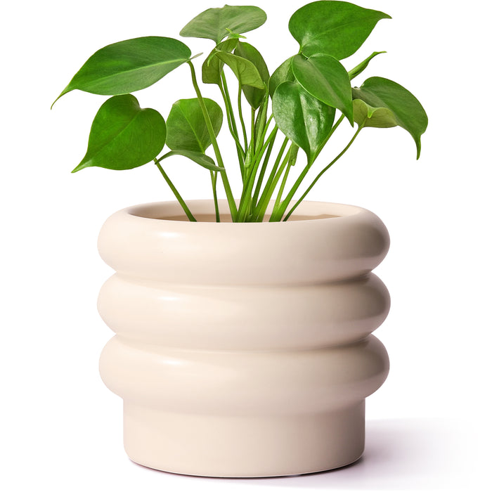 plant pots 6 inch Tiered Bubble Ceramic Creamy White Planter-6 Inch — Jofamy