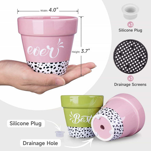 plant flower pots 4 inch* 3.7 inch size with silicone plug, drainage hole and screens