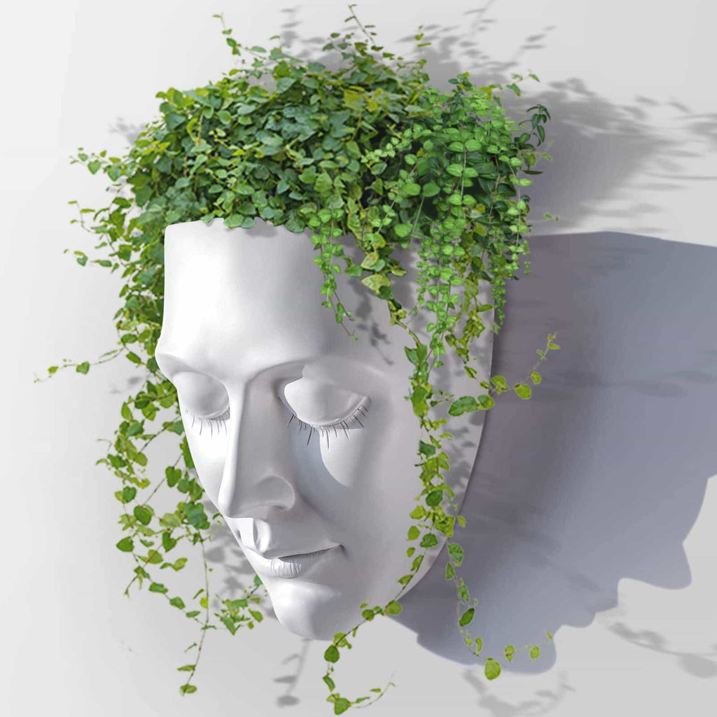 white face plant pot 6.6 Inch White Resin Face Plant Flower Pot