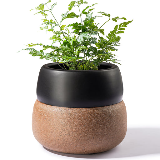 kom over rolle milits JOFAMY Ceramic Plant Pot, 5.3" Black Planter Pot with Drainage Hole and  Rubber Plug, Matte Black Glaze & Sand Yellow Glaze Ceramic Planter for  Indoor Small Plants, Succulent, Home and Office Decor
