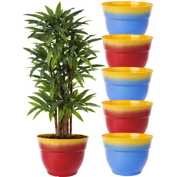 large green plastic plant pots 6 Pack Plastic Planter 10.7 inch Large Plant Pot for Outdoor/Indoor Plants, Modern Flower Pots with Drainage Hole, Large Flower Pot Outdoor for All House Plants, Succulents, Flowers, and Cactus — Jofamy