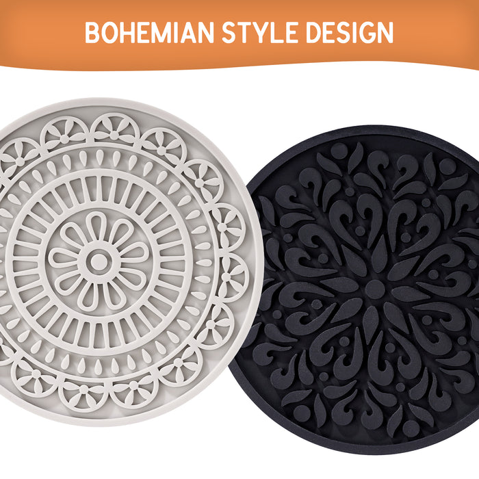 Botanical Ceramic Coasters. Monochrome. Bohoo Decor Black and